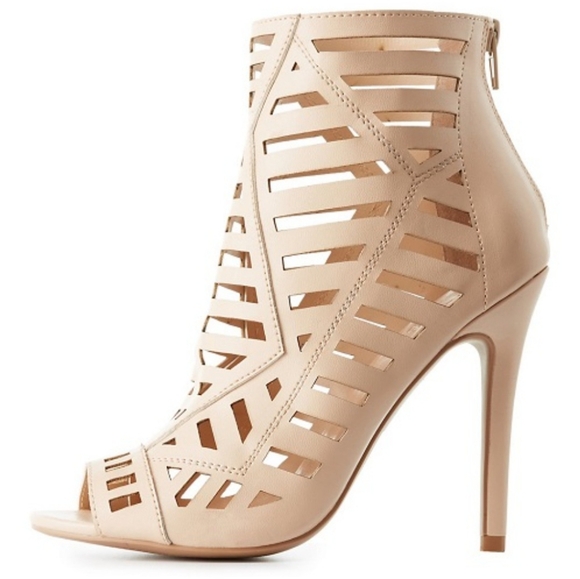 CHARLOTTE RUSSE ARA LASER CUT PEEP TOE BOOTIES SIZE 7 - Picture 1 of 9